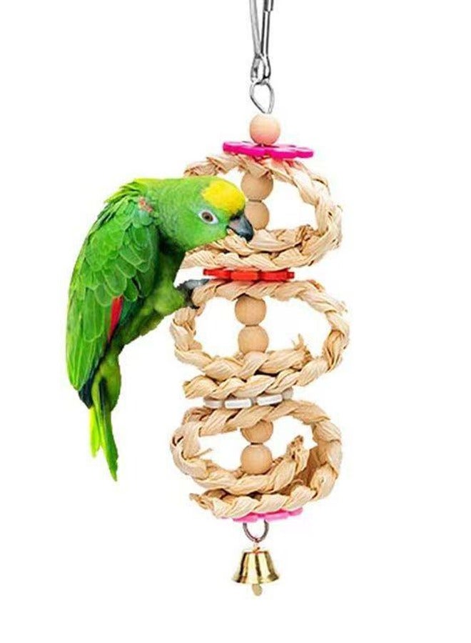 Natural Wood Bird and Parrot Swing Toys Includes Hanging Chew Swing, Climbing Ladder and Bird Cage for Parrot, Parakeet, Conure, Cockatiel, Mynah, Lovebirds and Finches, 8 Pieces - Image 2