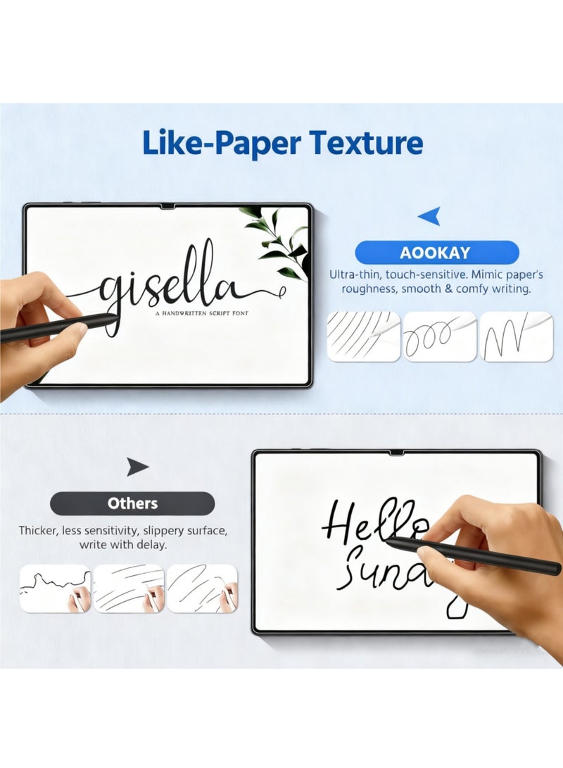 اووكاي [عبوة من قطعتين] واقي شاشة ورقي متوافق مع جهاز Samsung Galaxy Tab S11 Ultra مقاس 14.6 بوصة 2025، غشاء غير لامع مضاد للتوهج ومقاوم للكسر والخدش، غشاء PET لجهاز Galaxy Tab S10 Ultra/S9 Ultra مقاس 14.6 بوصة - Image 4