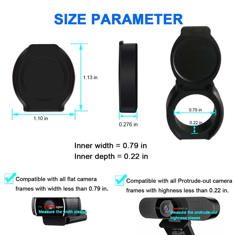 JCWINY 2 Pack Universal Webcam Cover, Desktop Computer External Webcam Lens Cover Shutter Cap Hood, Streaming Web Camera Privacy Cover Clip Compatible with Logitech HD Pro Webcam C270/C615/C920/C930e/C922X - Image 3