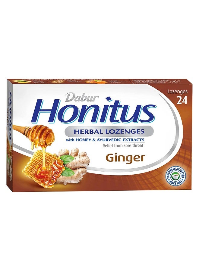 Dabur Honitus Herbal Lozenges Ginger With Honey & Ayurvedic Extracts, Pack of 24's