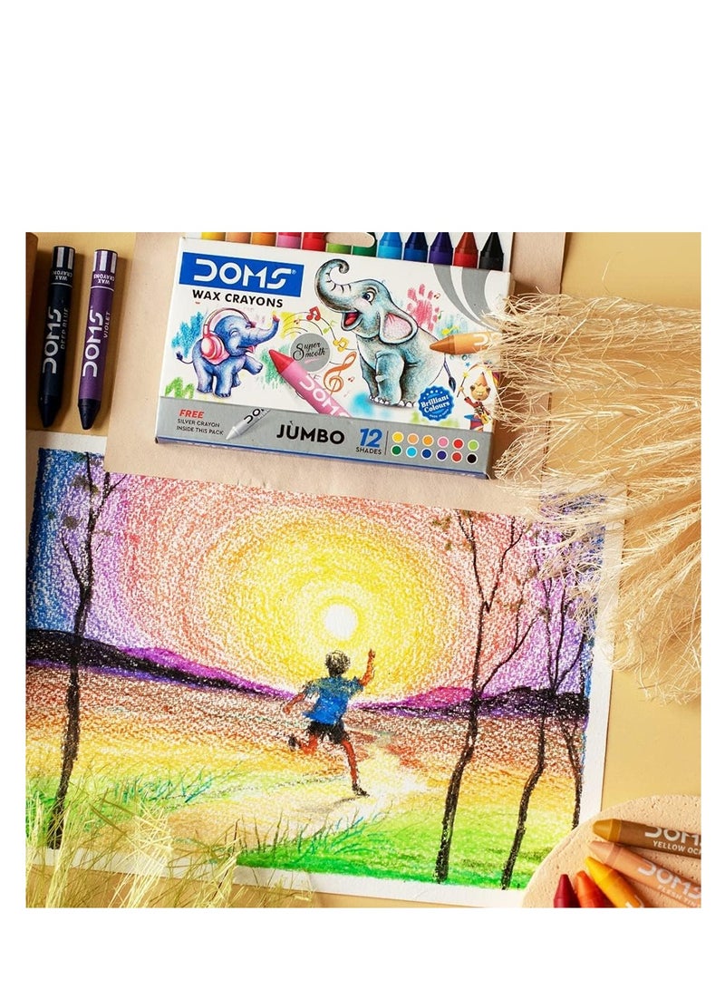 Doms Jumbo Wax Crayons 12-Shades - Image 3