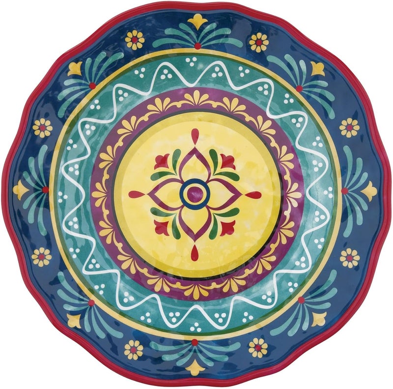 UP UPware Fiesta Floral Melamine Dinner Plate Set Round Plates for Main course Pasta and Salad BPAFree Dishwasher Safe Multicolor 11 Inch Set of 6 - Image 4