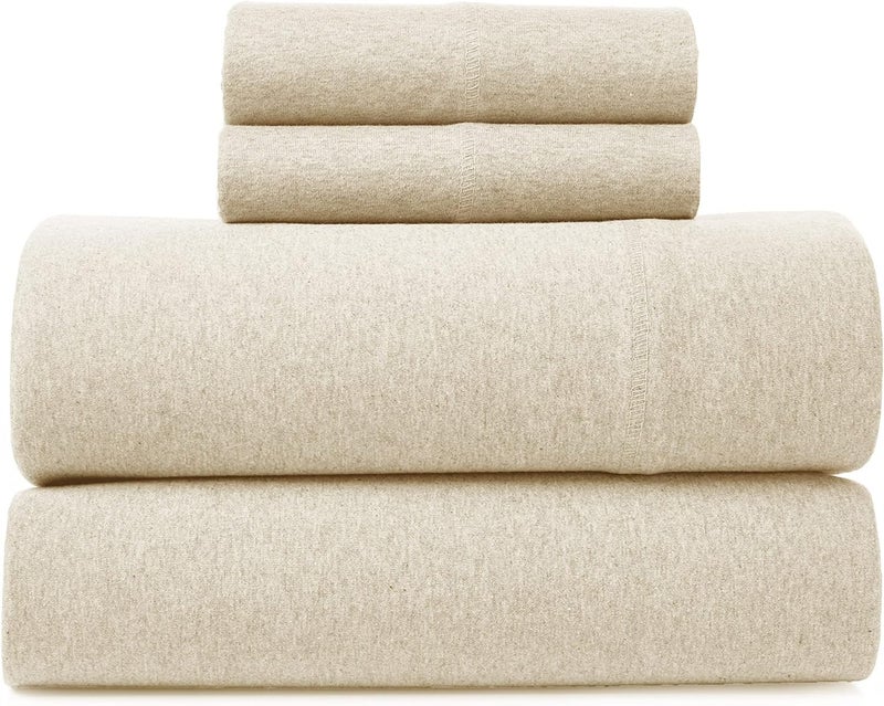 BED INC Road Trip America Jersey Sheets King Set - Cotton (4 Pieces) All Seasonal Deep Pockets Soft Cozy Knit Stretchy Bed Sheets - Hotel and Residential Quality (Oatmeal, King) - Image 1