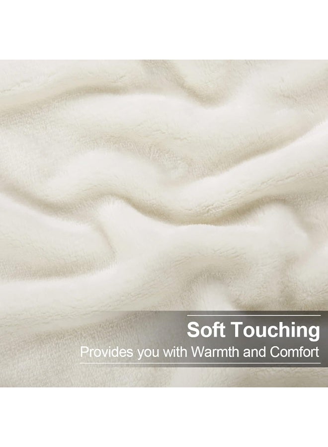 EASELAND Soft California King Blanket Warm Fuzzy Microplush Lightweight Thermal Fleece Blankets for Couch Bed Sofa, 102X108 Inch, Ivory - Image 4