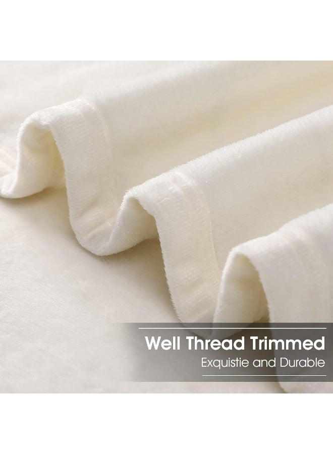 EASELAND Soft California King Blanket Warm Fuzzy Microplush Lightweight Thermal Fleece Blankets for Couch Bed Sofa, 102X108 Inch, Ivory - Image 5