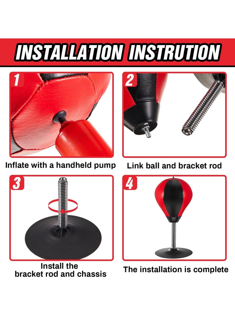 KASTWAVE Desktop Punching Bag, Boxing with Suction Cup Heavy Duty, Desktop Punching Bag Gag, Stress Buster Relief Free Standing for Boys Him Father Kids Girls, Adults, Red and Black - Image 2