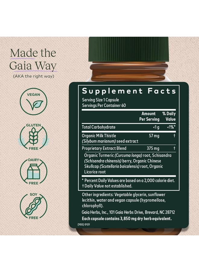 Gaia Herbs Liver Health - Liver Supplement with Milk Thistle, Turmeric Root with Curcuminoids,Schisandra, and Licorice Root for Liver and Cleanse Support-60 Vegan Liquid Phyto-Capsules(30-Day Supply)