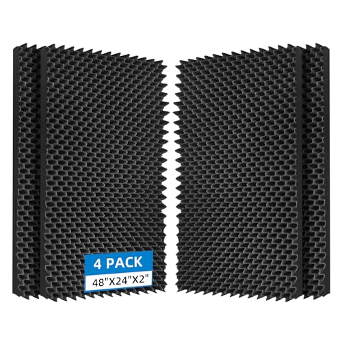 Geynnple 4 Pack Sound Proof Foam Panels |48"×24"×2" Quick-Recovery Soundproof Wall Panels | High Density Sound Dampening Panels for Home Studio (Black) - Image 1