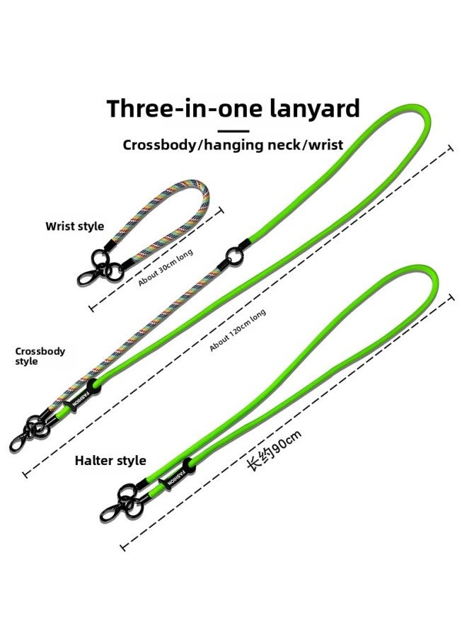 Three-in-one Back Clip Mobile Phone Sling Multi-functional Detachable Sling Neck High-end Camera Strap Mobile Phone Sling-Specification:Three-in-one【61#Green, Black And White】switchable Wrist★Halter★Crossbody