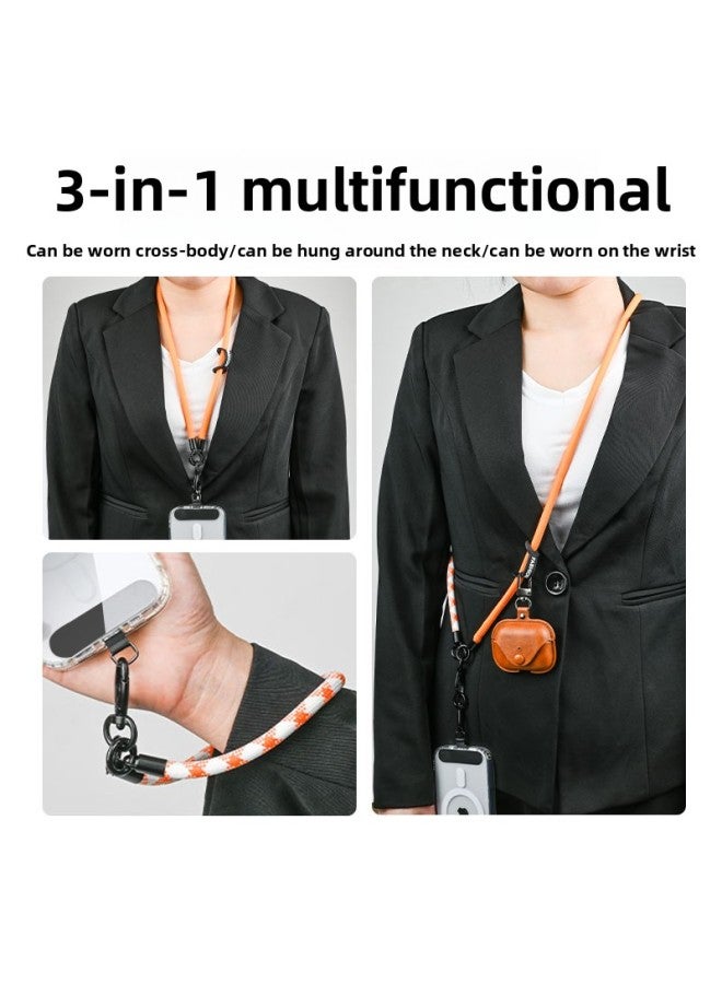 Three-in-one Back Clip Mobile Phone Sling Multi-functional Detachable Sling Neck High-end Camera Strap Mobile Phone Sling-Specification:Three-in-one【61#Green, Black And White】switchable Wrist★Halter★Crossbody
