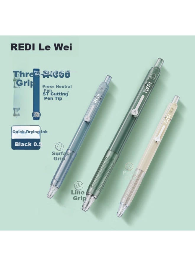 Lps (Lps) Le Wei Neutral Pen Push Pen Direct Liquid Type Quick-Drying Signature Pen 665 Exam Brush Pen Student Pen Core 0.5 Black Office Supplies 665 Crab Shell Green + 5 Refill - Image 3