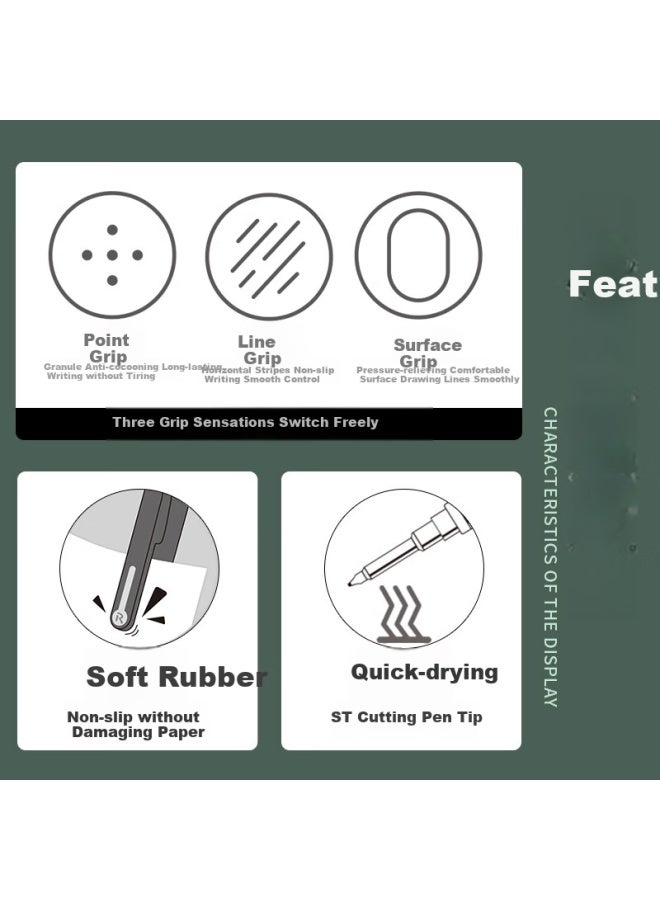 Lps (Lps) Le Wei Neutral Pen Push Pen Direct Liquid Type Quick-Drying Signature Pen 665 Exam Brush Pen Student Pen Core 0.5 Black Office Supplies 665 Crab Shell Green + 5 Refill - Image 4