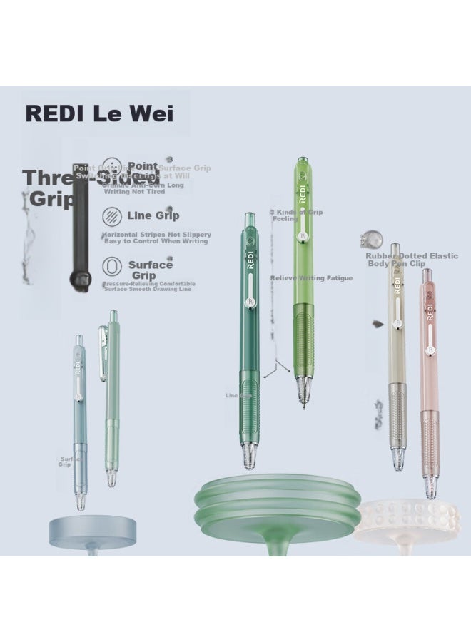 Lps (Lps) Le Wei Neutral Pen Push Pen Direct Liquid Type Quick-Drying Signature Pen 665 Exam Brush Pen Student Pen Core 0.5 Black Office Supplies 665 Crab Shell Green + 5 Refill - Image 5