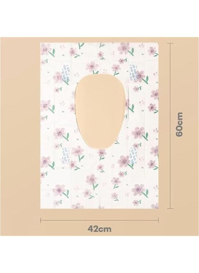 MIXDE 30 Pcs Toilet Seat Covers Disposable Kids, Disposable Potty Liners for Toddlers, Extra Large Antibacterial Waterproof Portable, Toilets Kids Toddler Potty Training (Plant Print)  - Image 3