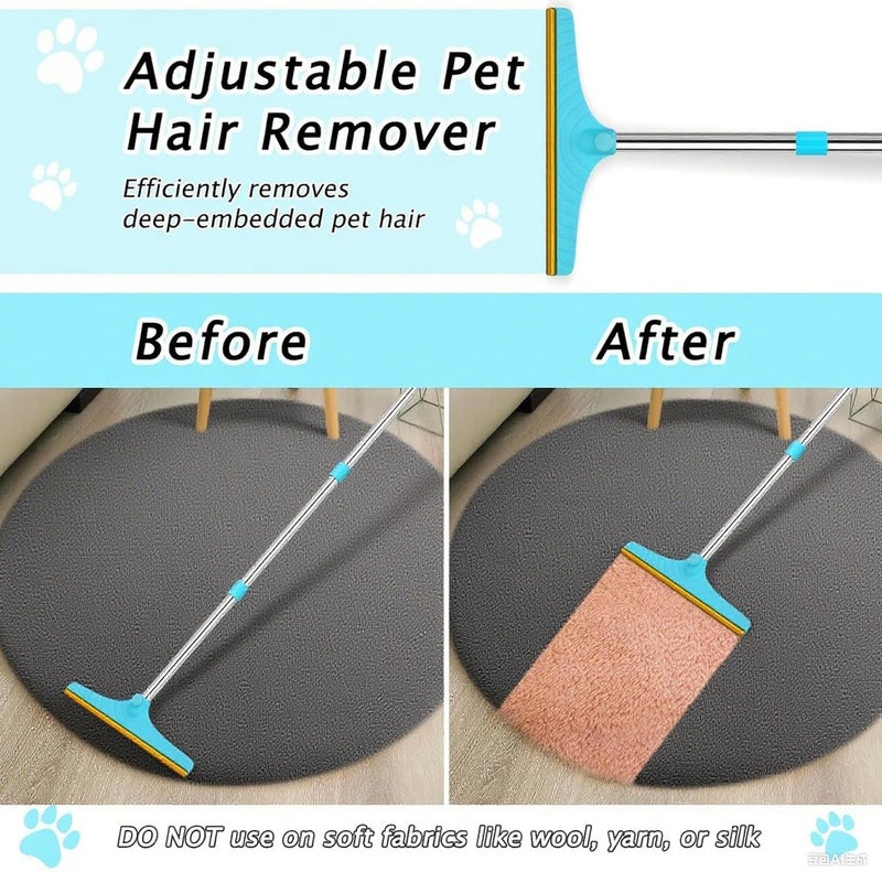 jjojcll Carpet Rake for Pet Hair Removal - Reusable Pet Hair Remover, 60” Adjustable Long Handle Cat Dog Carpet Rake Scraper, Dog Hair Rake Brush for Rugs, Mats, Couch - Image 5