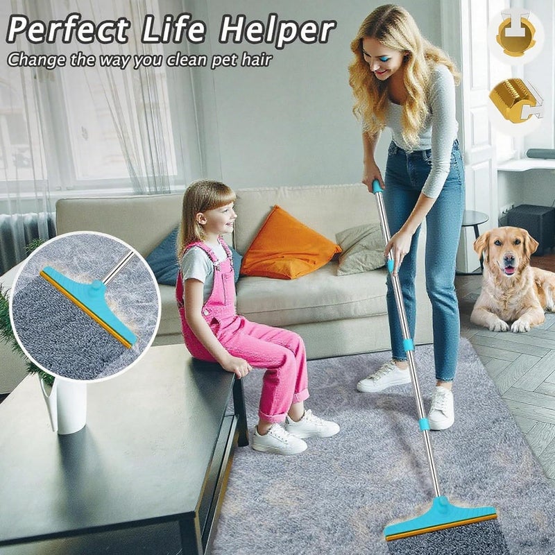 jjojcll Carpet Rake for Pet Hair Removal - Reusable Pet Hair Remover, 60” Adjustable Long Handle Cat Dog Carpet Rake Scraper, Dog Hair Rake Brush for Rugs, Mats, Couch - Image 2