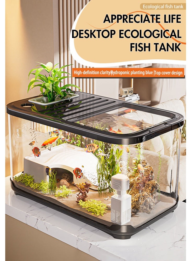 0TO1 TECH Ultra-Clear Fish Aquarium, Turtle Box Kit and Filter, Sea View Fish Tank, Turtle Box Starter Kit, Bottom Drainage, Multi-Functional Area for Turtles, Crabs, Fish, Amphibians, Reptiles - Image 2