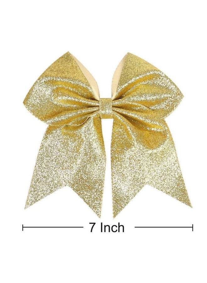 Belicia 1 PCS 7" Large Glitter Cheer Hair Bows Clip for Girls and woman - Sparkling Gold - Image 5