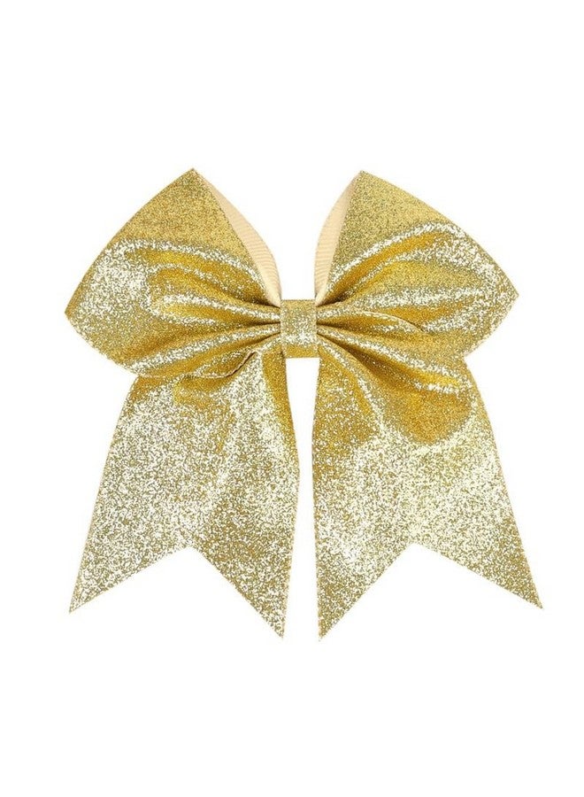 Belicia 1 PCS 7" Large Glitter Cheer Hair Bows Clip for Girls and woman - Sparkling Gold - Image 1