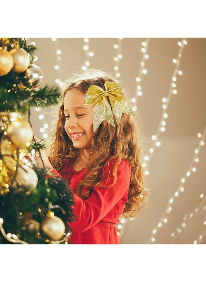 Belicia 1 PCS 7" Large Glitter Cheer Hair Bows Clip for Girls and woman - Sparkling Gold - Image 2