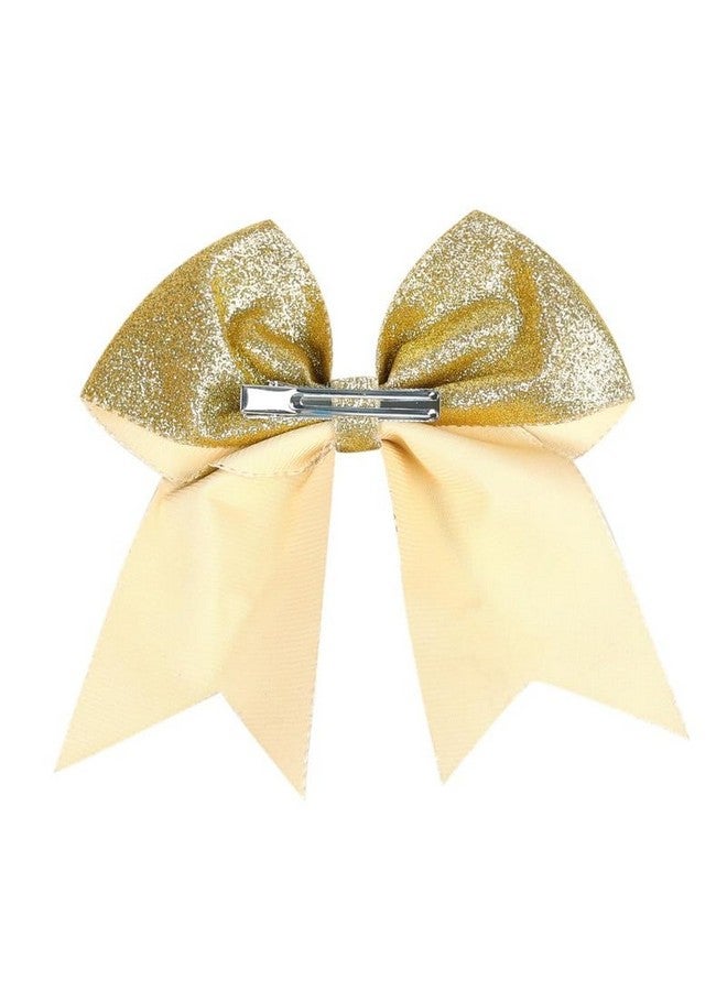Belicia 1 PCS 7" Large Glitter Cheer Hair Bows Clip for Girls and woman - Sparkling Gold - Image 3