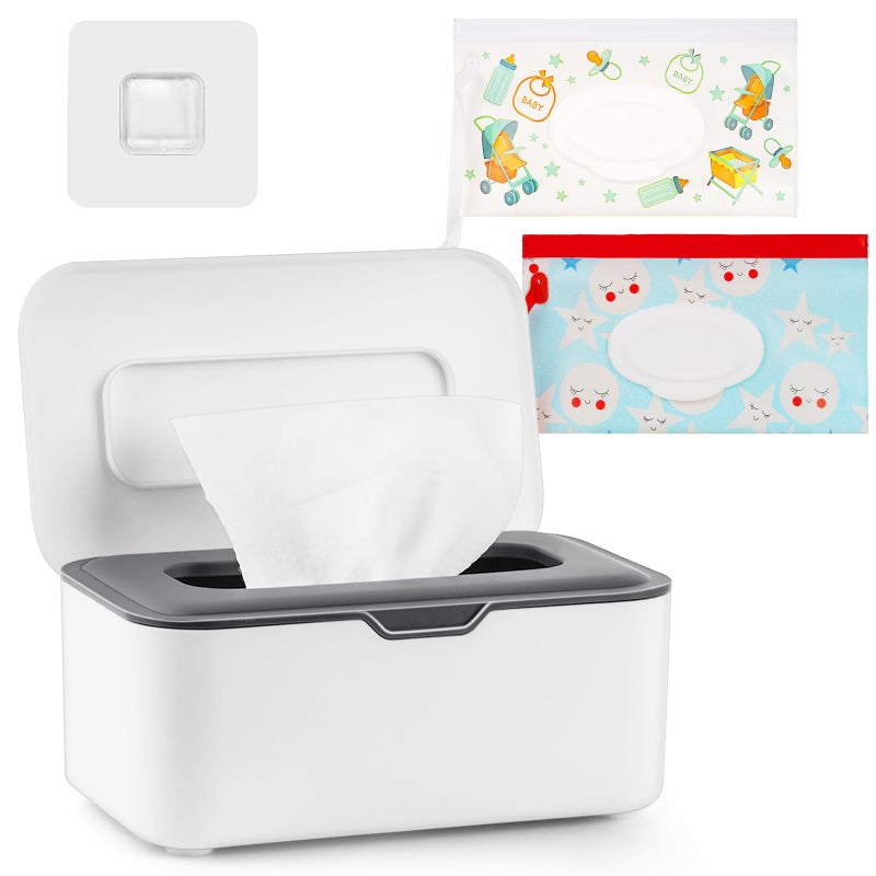 Whiidoom Baby Wipes Dispenser Wipes Holder Wipes Container Case, Keep Wipes Fresh and Clean, for Home Office Kitchen (New Grey) - Image 1