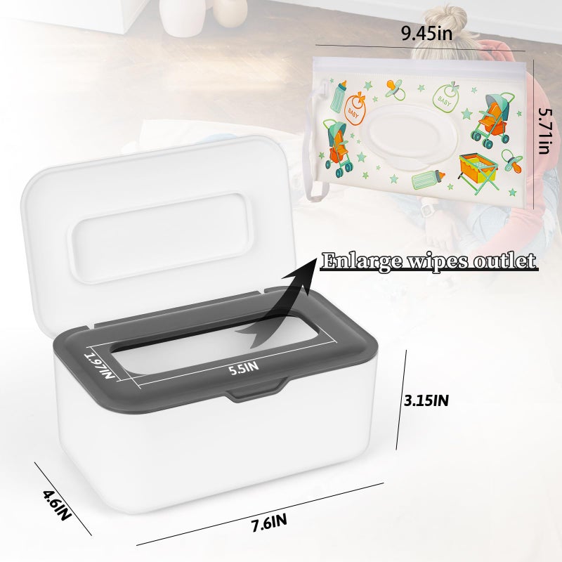 Whiidoom Baby Wipes Dispenser Wipes Holder Wipes Container Case, Keep Wipes Fresh and Clean, for Home Office Kitchen (New Grey) - Image 2