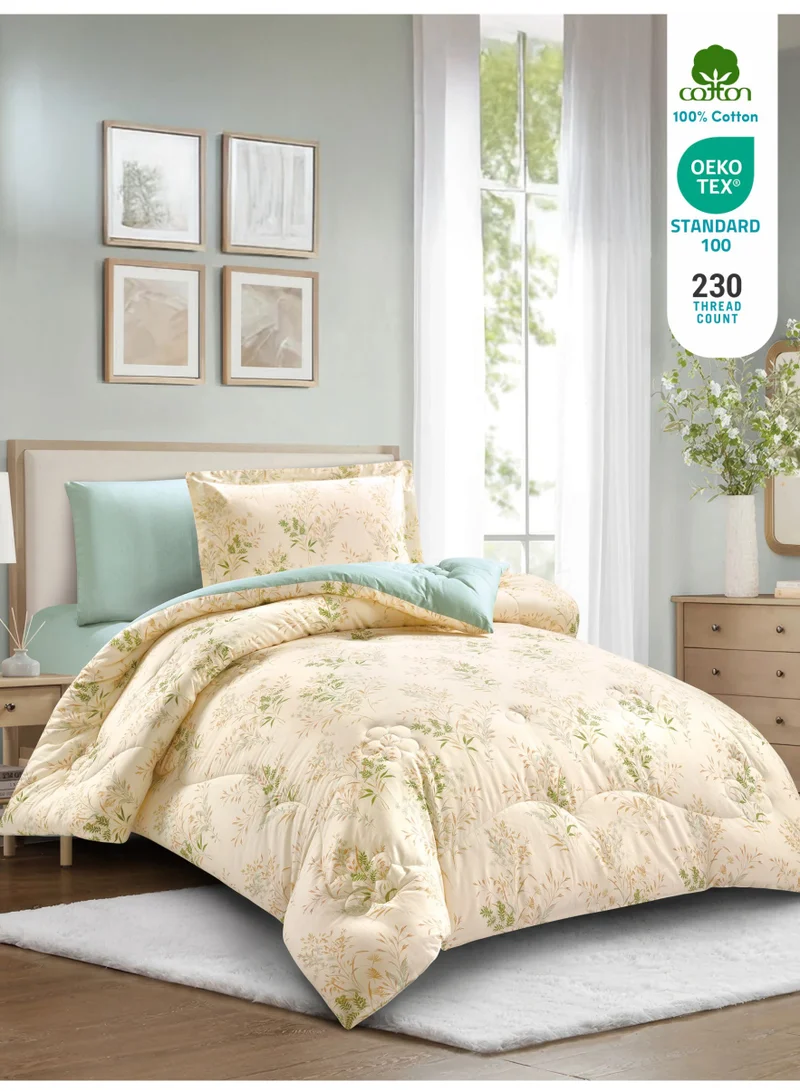 دوناتيلا طقم مفرش ناتشورال كولكشن مشجر 4 قطع مقاس مفرد ونص 140×200 قطن طبيعي 230 غرزة