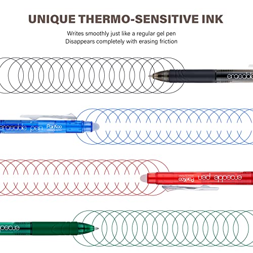 ParKoo Retractable Erasable Gel Pens Clicker Fine Point 0.7 mm, No Need for White Out, 8 Black/2 Blue/2 Red Ink for Completing Sudoku and Crossword Puzzles, 12-Pack - Image 3