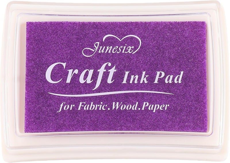 Craft Stamp Ink Pad for Paper Wood Fabric 15 Colors Available for Rubber Stamps (Purple)