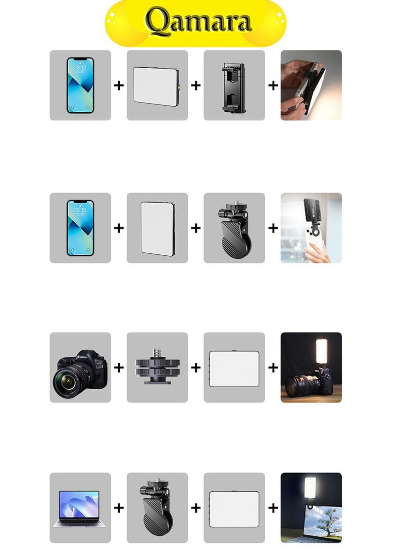  قمرة ضوء تصوير مساعد، ضوء LED مساعد محمول للهواتف والكاميرات ضبط لون كامل 0-360°، سطوع قابل للتعديل CRI95+ من 2500K إلى 9900K 20 تأثير إضاءة، بطارية قابلة للشحن 1500 مللي أمبير جهاز إضاءة LED مناسب للتصوير ومؤتمرات الفيديو وتيك توك. - Image 5