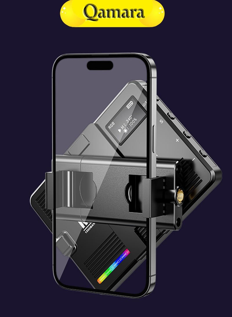  قمرة ضوء تصوير مساعد، ضوء LED مساعد محمول للهواتف والكاميرات ضبط لون كامل 0-360°، سطوع قابل للتعديل CRI95+ من 2500K إلى 9900K 20 تأثير إضاءة، بطارية قابلة للشحن 1500 مللي أمبير جهاز إضاءة LED مناسب للتصوير ومؤتمرات الفيديو وتيك توك. - Image 3