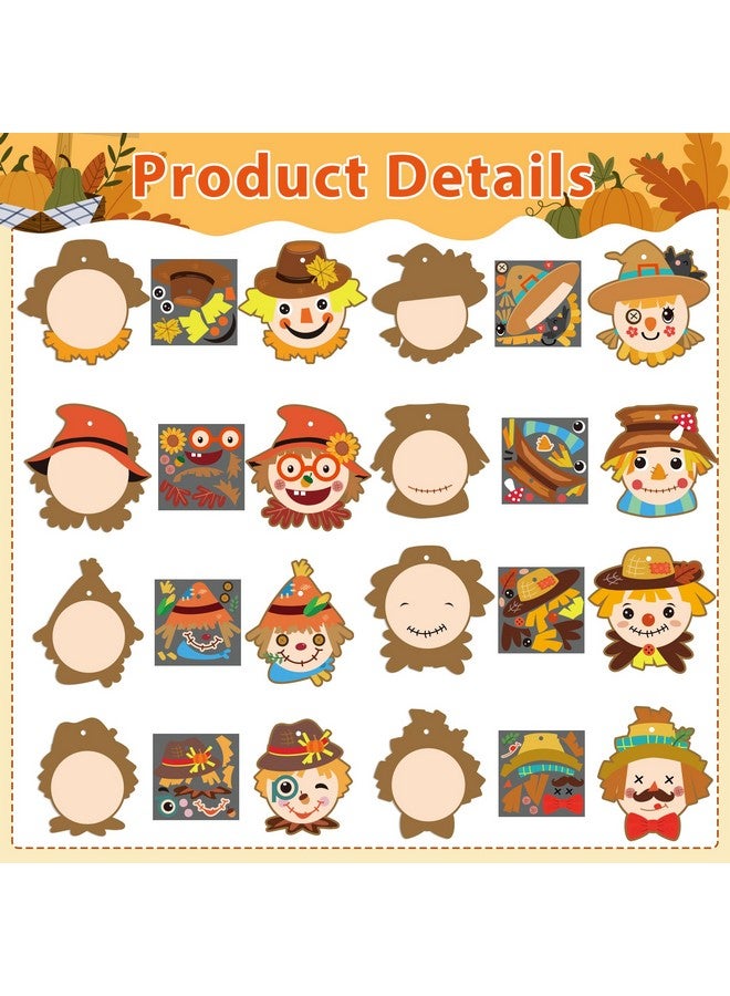 BeYumi 40Pcs Fall Scarecrow Head Craft Kit Diy Scarecrow Craft Autumn Thanksgiving Art Craft Make Your Own Scarecrow Head Set Home Classroom Game Activities Art Supplies Decor For Kindergarten Kids - Image 3