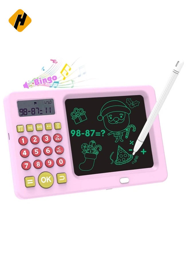 HuHa - Electronic Math Game with LCD Writing Tablet for Age 6+ Kids , Addition, Subtraction, Multiplication&Division Math Games Gift for Boys & Girls Ages 6+（Pink） Brand: Pussan - Image 1