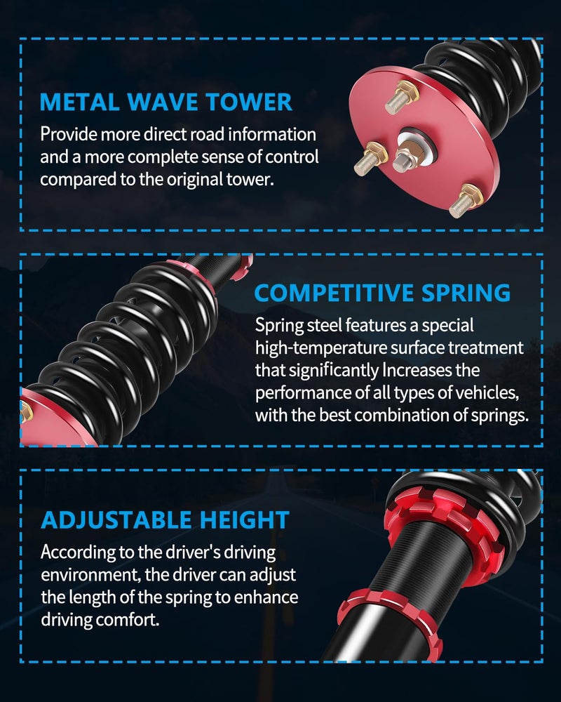 ECCPP Coilover Struts fit for Lexus Spring Shocks Assembly Adjustable Strut Shock Full Set fit for 07 Lexus GS430 / 06-2013 Lexus IS250 IS350 / 07-2011 Lexus GS350 (For Rear Wheel Driver ONLY) - Image 4