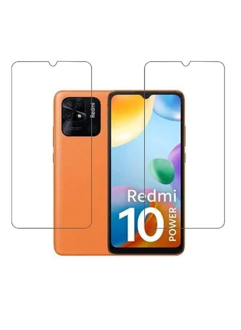 2 Pieces Tempered Glass Screen Protector Clear Designed For Xiaomi Redmi 10 Power Full Screen Coverage And Bubble Free