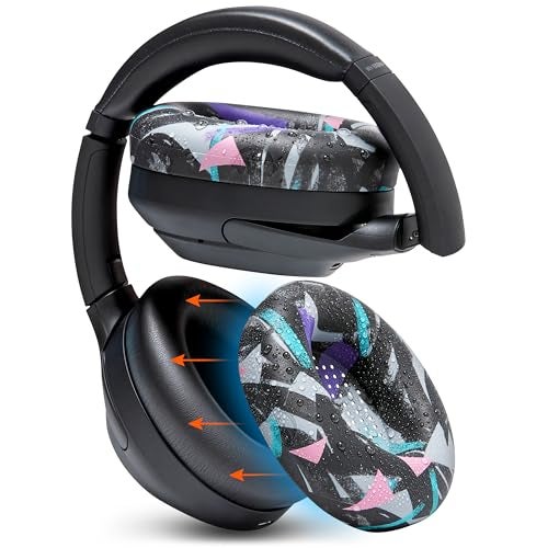 WC SweatZ XM4 - Patented Protective Earpad Sweat Covers for Sony WH1000XM4 by WC | Silicone Ear Covers for Sony WH-1000XM4 Headphones | Sweatproof & Easily Washable | 90's Black - Image 1