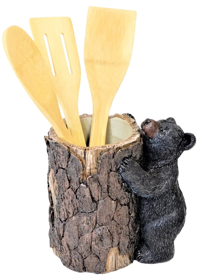 BestGiftEver BestGiftEver Black Bear Tree Trunk Kitchen Utensil Holder - Countertop Utensil Organizer (Bathroom Accessories  Makeup Brushes Holder) 
