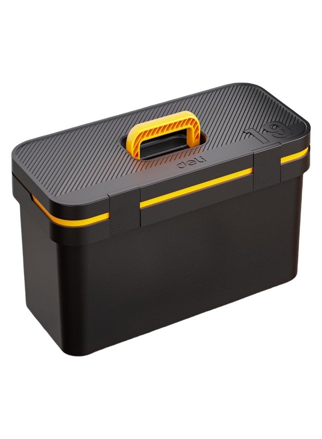 Deli Tool Case Box,19in Toolbox Organization,Plastic Tool Box with Handle, All Black Storage Box with Removable Tray，Craftsman Tool Box Organizer - Image 1
