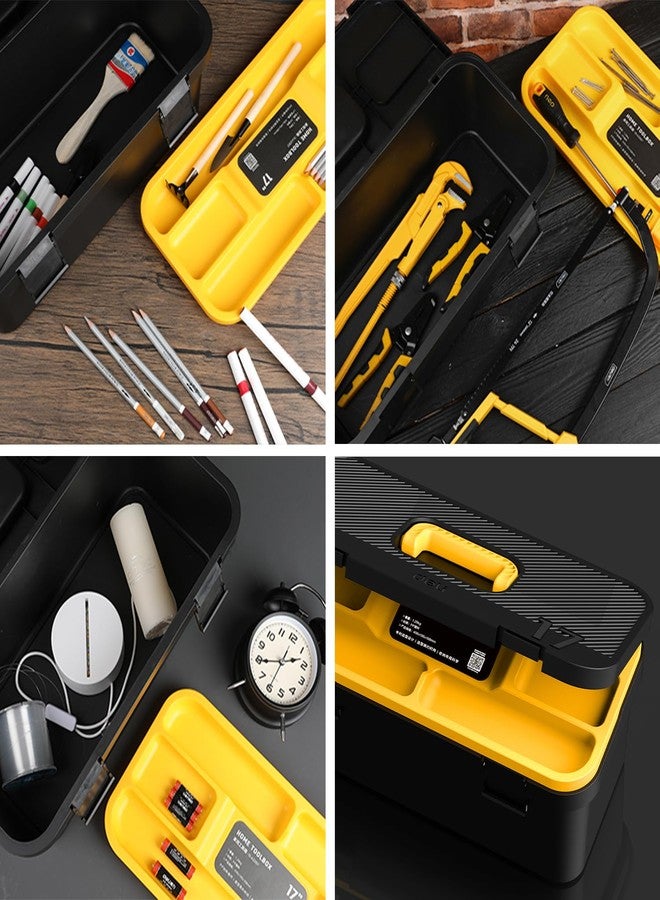 Deli Tool Case Box,19in Toolbox Organization,Plastic Tool Box with Handle, All Black Storage Box with Removable Tray，Craftsman Tool Box Organizer - Image 5