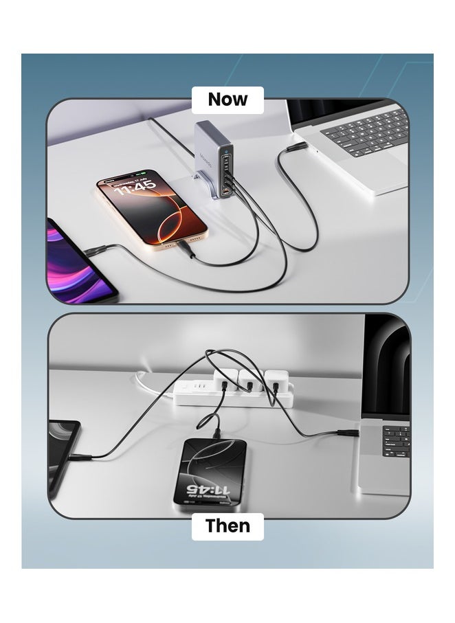 Moxedo Moxedo Volton II PD GaN Desktop Charger 300W PD 3.1 PPS 5 USB-C and 1 USB-A Port with 1.2 Meter Power Cord and Detachable Metal Base.  - Image 2