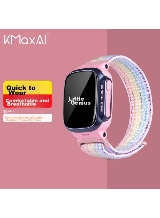 Kmaxai سوار ساعة منسوج متوافق مع ساعات Xiaotiancail الذكية للأطفال Z9/6p/8a/10/q2a/q1r/d3 Dopamine، حزام رياضي، حلقة نايلون فيلكرو، ملون - Image 1