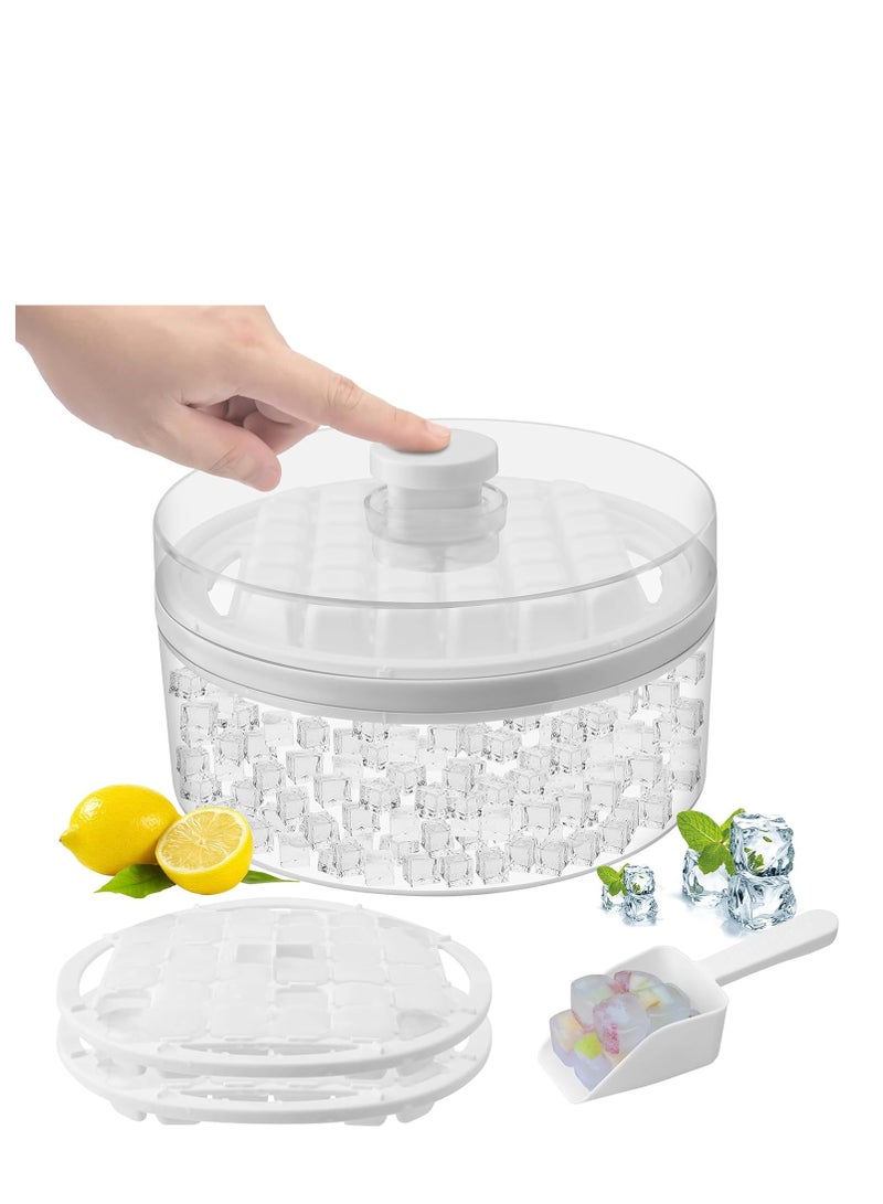 Y&D Mini Ice Cube Trays with Lid and Bin, 64 pcs for Freezer,Ice Cube Mold, Ice Molds Spill-Resistant Removable Lid & Ice Scoop, with 2 Trays, Ice Cube Tray Mold for Whiskey Cocktail,Juice, Coffee - Image 1