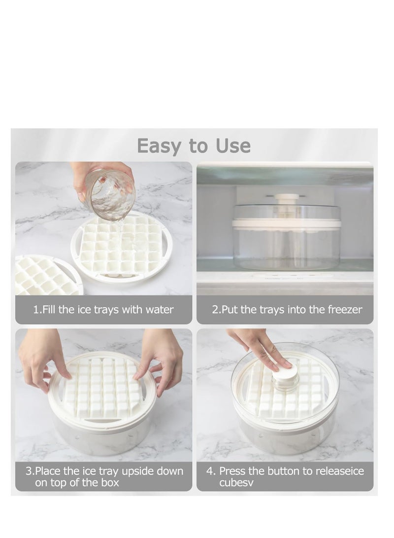 Y&D Mini Ice Cube Trays with Lid and Bin, 64 pcs for Freezer,Ice Cube Mold, Ice Molds Spill-Resistant Removable Lid & Ice Scoop, with 2 Trays, Ice Cube Tray Mold for Whiskey Cocktail,Juice, Coffee - Image 4