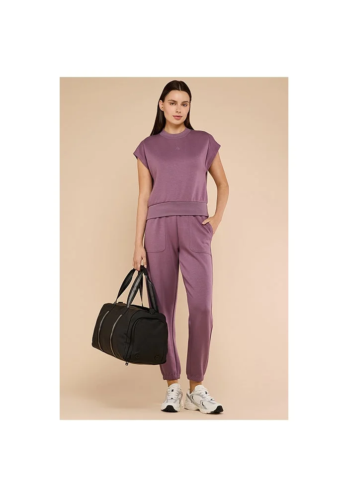 أر أند بي Solid Top with Mock Neck and Short Sleeves