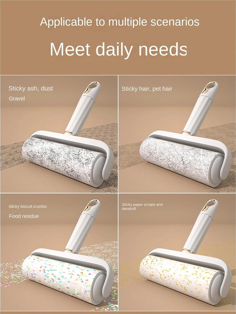 Snacko 16CM Large Adhesive Hair Remover Roller Brush - Removable Bed Clothes Cleaning Tool for Pet Hair, Dust & Carpet(White-with Cover) - Image 5