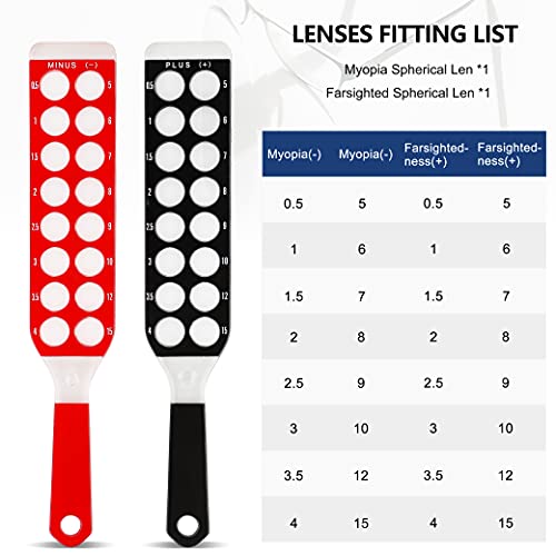 Hanchen Optical Retinoscopy Rack Lens Set for The Quick Examination of Diopter of Spectacles 2 Bars 32 Lenses with a Leather Pocket Sphere: +/- 0.5, 1, 1.5, 2, 2.5, 3, 3.5, 4-10, 12,15 - Image 3