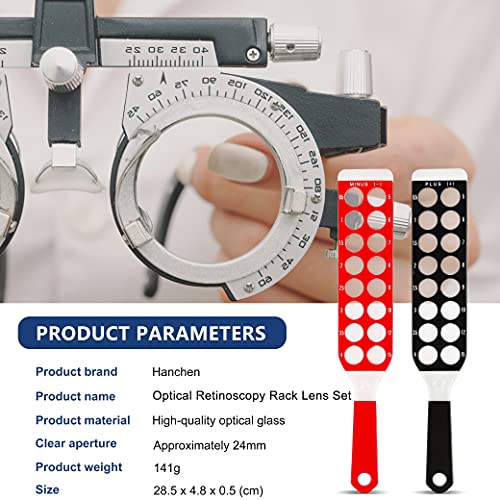 Hanchen Optical Retinoscopy Rack Lens Set for The Quick Examination of Diopter of Spectacles 2 Bars 32 Lenses with a Leather Pocket Sphere: +/- 0.5, 1, 1.5, 2, 2.5, 3, 3.5, 4-10, 12,15 - Image 2