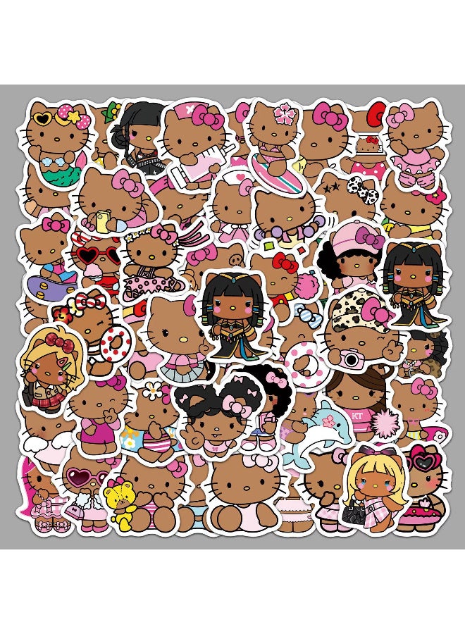 50Pcs Black Skin Kitty Cat Sanrio Sticker for Laptop,Skateboard, Water Bottles,Computer,Phone,Guitar, Stickers for Kids Teens Adult