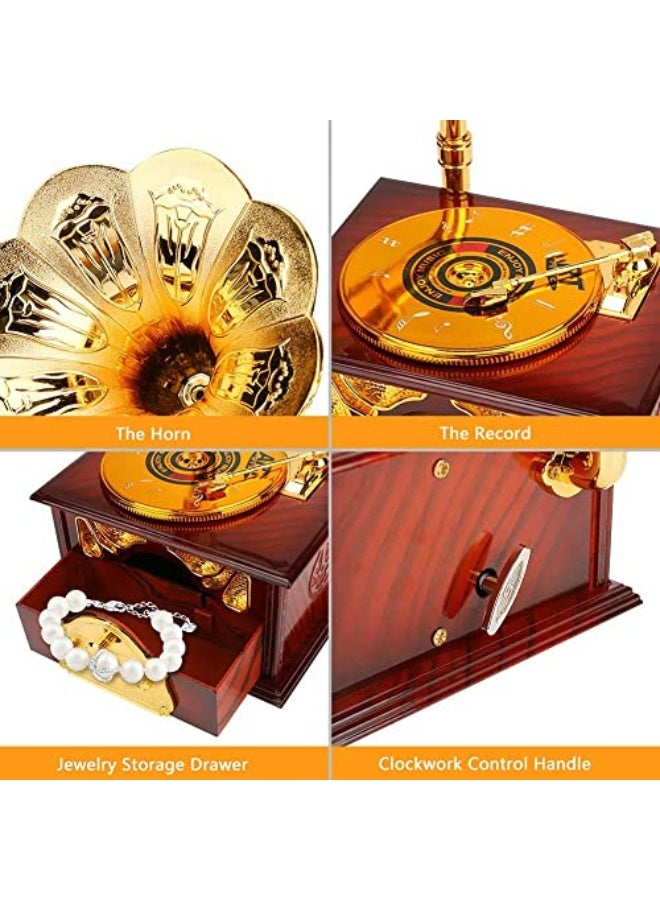 KASTWAVE Music Box Music Jewelry Box Mechanical Music Box Suitable for Girl Girlfriend Daughter Retro Table Cafe Bar Home Decoration Birthday Valentine's Day Thanksgiving Gift  - Image 3